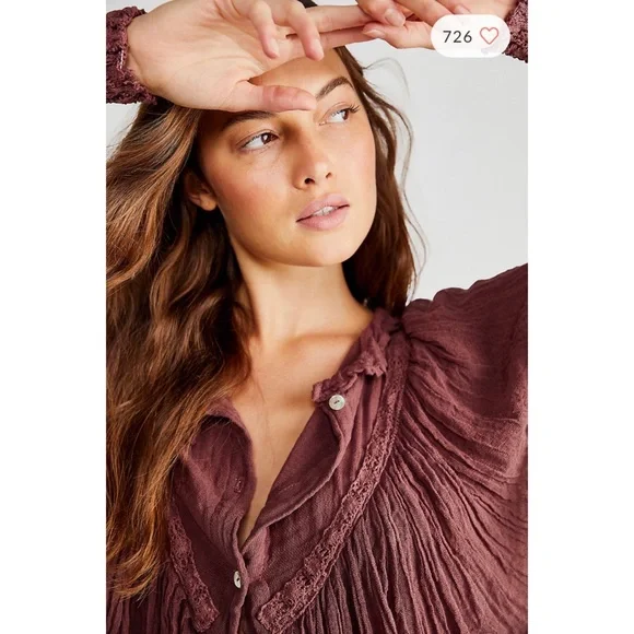 LAST CALL Jen's Pirate Booty for Free People Merlot Alta Top NWT Size Large - Picture 7 of 7